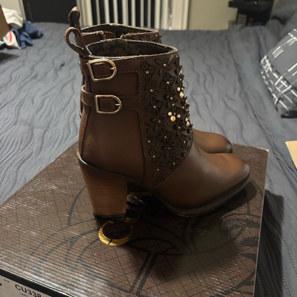 Cuadra Women's Ankle Boots Brown Woven Leather, Size 7.5  Western or Boho Style - Picture 6 of 6